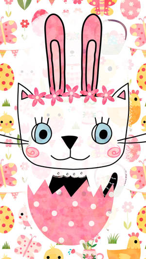 Easter Cat Bunny Cute Pastel Colors Wallpaper