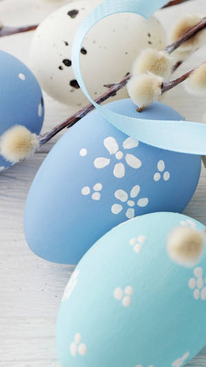 Easter Eggs With Blue And White Decorations Wallpaper