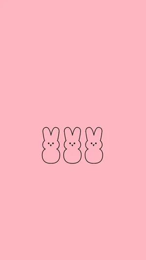 Easter Peeps Pink Bunnies Vector Wallpaper
