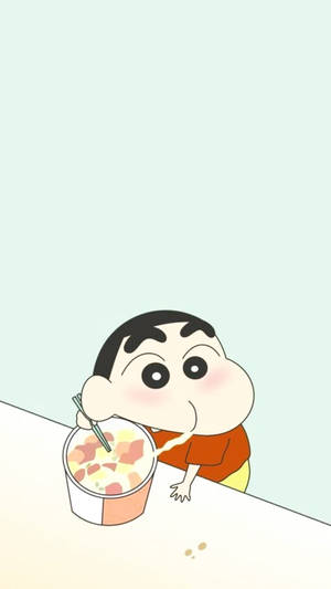 Eating Noodles Shinchan Aesthetic Wallpaper