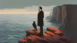 Edgar Allan Poe Cliffside Meditation Wallpaper
