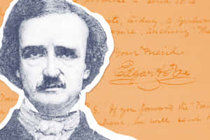 Edgar Allan Poe Portraitand Signature Wallpaper