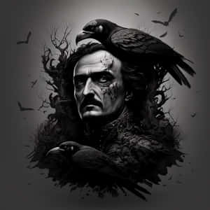 Edgar Allan Poe Ravens Gothic Artwork Wallpaper