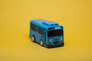 Educational Blue Toy Bus Wallpaper