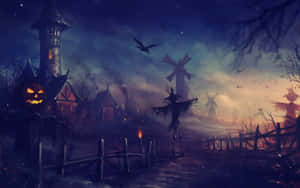 Eerie Town Halloween Macbook Wallpaper