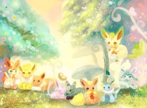 Eevee Is A Popular Pokemon Character That Has Evolved In Many Forms Wallpaper