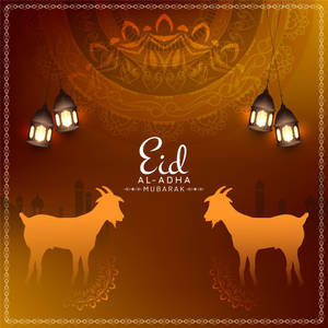 Eid-ul-adha Mubarak Goats And Lanterns Wallpaper