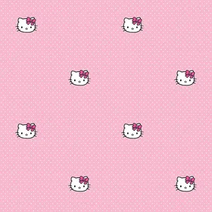 Eight Cute Pink Hello Kitty Heads Wallpaper