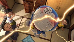 Electricity Surrounding Doraemon 3d Wallpaper