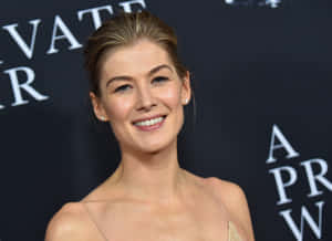 Elegancy Personified - Rosamund Pike In A Sophisticated Attire Wallpaper
