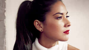 Elegant Profile Woman Red Lipstick Wallpaper