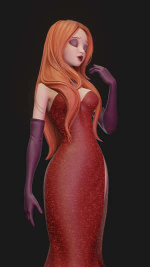 Elegant Red Dress Character Illustration Wallpaper