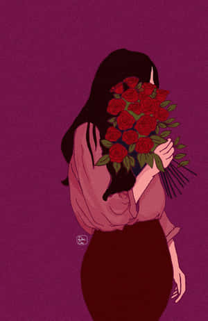 Elegant Rose Bouquet For Girls Wallpaper