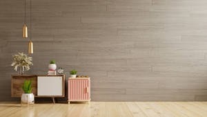 Elegant Veneer Sideboard Furniture Wallpaper