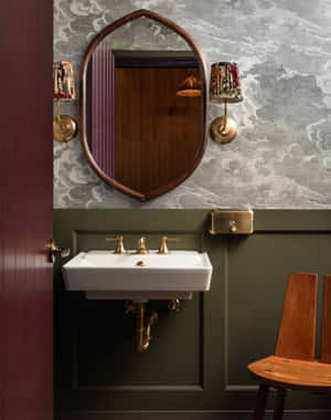 Elegant Vintage Bathroom Interior Wallpaper