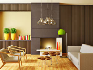 Elegantly Designed Living Room With Wooden Furniture Wallpaper