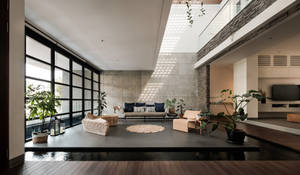 Elegantly Stylish Living Room With Embossed Flooring Wallpaper