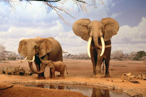 Elephant Family In Africa Wallpaper