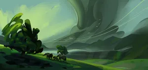 Elephant Family In Greens Wallpaper