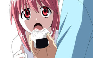 Elfen Lied Lucy Eating Onigiri Wallpaper