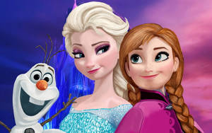 Elsa And Anna Blue Pink Wallpaper