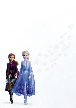 Elsa And Anna Walking On Snow Wallpaper
