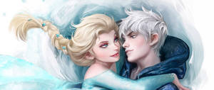 Elsa And Jack Frost Digital Art Wallpaper