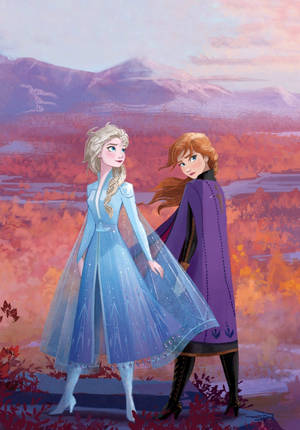 Elsa & Anna Digital Art Frozen 2 Wallpaper