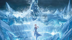 Elsa Creating Ice Structure Frozen 2 Wallpaper