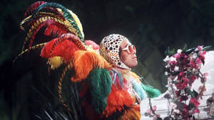 Elton John In Peacock Suit Wallpaper