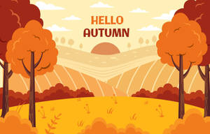 Embrace The Beauty Of Fall With Our Hello Autumn Poster Wallpaper
