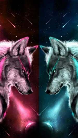 Embrace The Beauty Of Nature With This Stunning Water And Fire Wolf Wallpaper Wallpaper