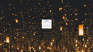 Embrace The New Year With The January 2022 Calendar, Decorated With Beautiful Lanterns. Wallpaper