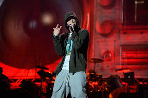 Eminem On Stage Performing Wallpaper