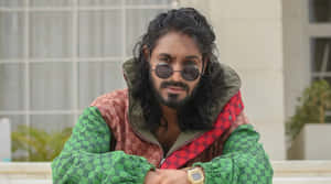 Emiway Bantai Stylish Pose Outdoors Wallpaper