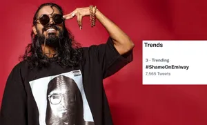 Emiway_ Bantai_ Trending_ Topic_ Red_ Background Wallpaper