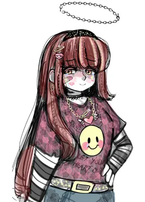 Emo Aesthetic Gothic Girl Drawing Wallpaper