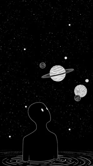 Emo Aesthetic With Planets Wallpaper