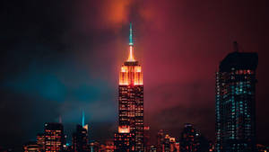 Empire State Building Fiery Lights Wallpaper