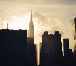 Empire State Building Silhouette At Sunset Wallpaper