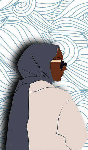Empowering Illustration Of A Hijabi Cartoon Character Wallpaper