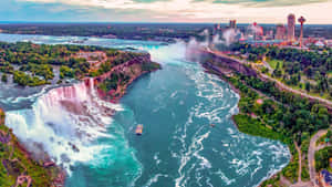 Enchanted Niagara Falls Canada Aerial View Wallpaper