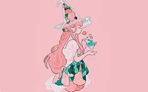 Enchanting Beauty Of Two Pastel-colored Witches Wallpaper