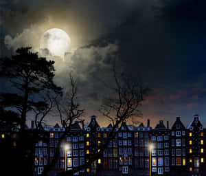 Enchanting Full Moon Night Sky Wallpaper