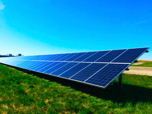 Energy Solar Panels On Field Wallpaper