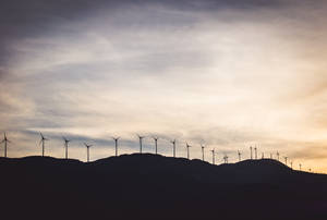 Energy Windmills On A Mountain Wallpaper