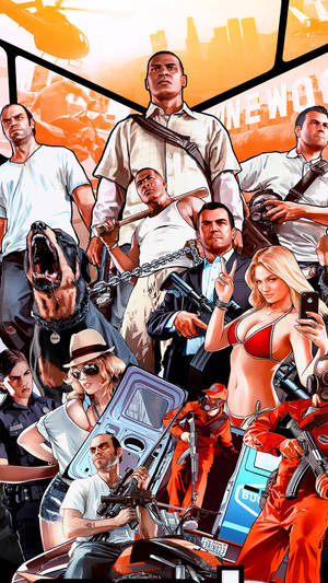 Engage In High-octane Action With Gta 5 On Iphone Wallpaper