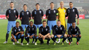 England Football Black Blue Team Photo Wallpaper