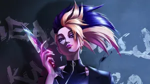 Engrossing Visuals Of Rockstar Akali For Kda More Mtv Promo Wallpaper