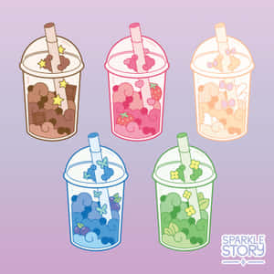Enjoy A Delicious Bubble Tea Anime Style. Wallpaper